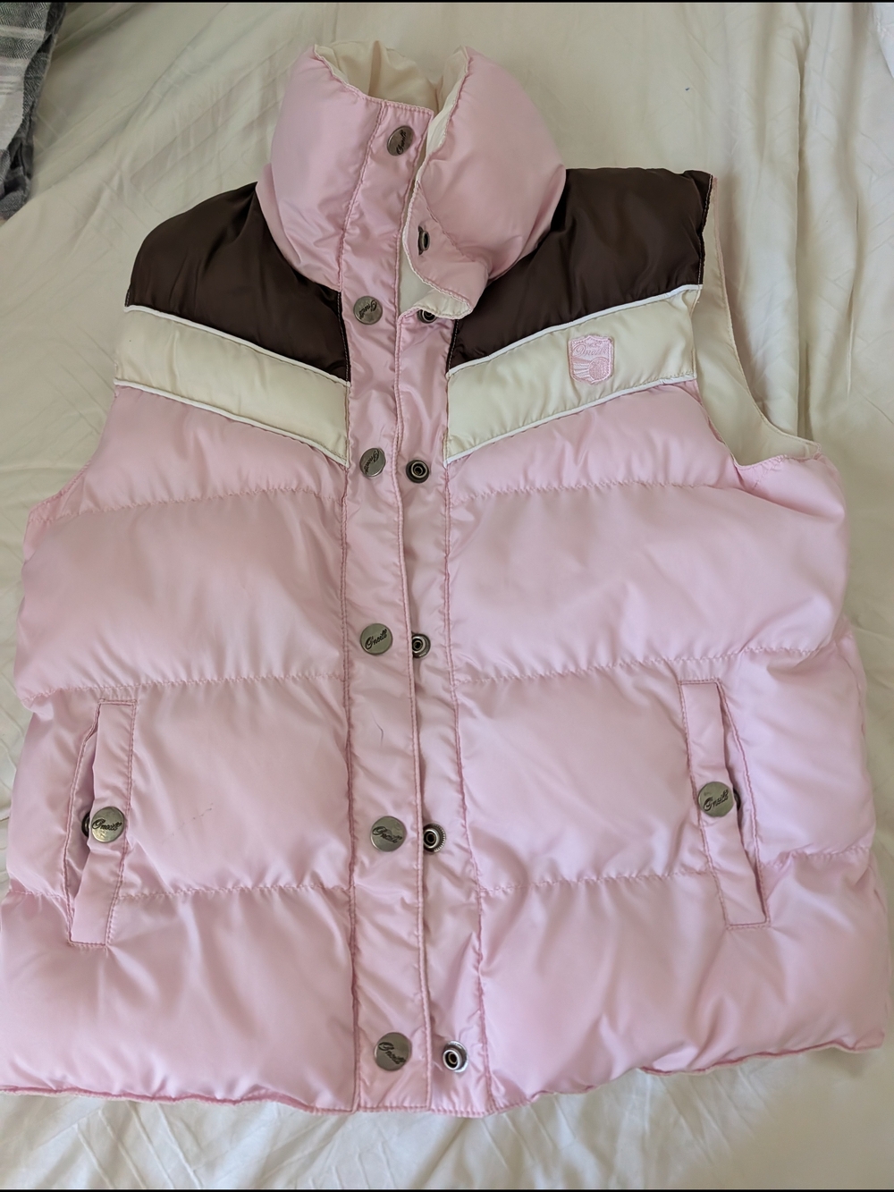 $$ O'Neill  Pink Brown & Cream Puffer Vest